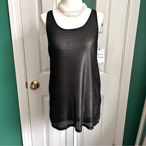 Trouvé Black Mesh Sleeveless Top Hi/Lo Length Small NWT